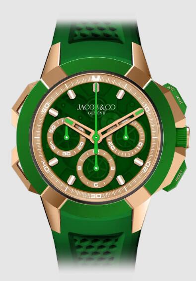 Review Jacob & Co epic x chrono 44mm tri-compax Green EC440.43.AB.AA.A Replica watch